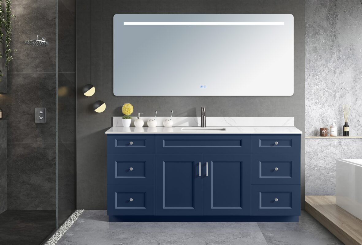 STN 72"Single Sink Bathroom Vanity with Quartz Countertop (Solid Wood) - Sultan Stone